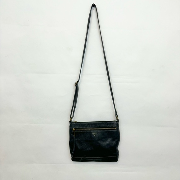 Fossil Black Leather Crossbody Bag purse - Picture 2 of 6